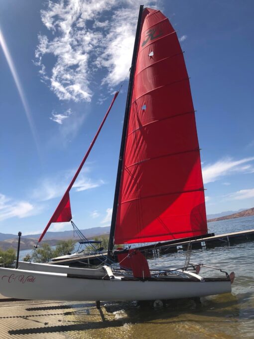 Murrays Hobie 18 main and jib sails, red